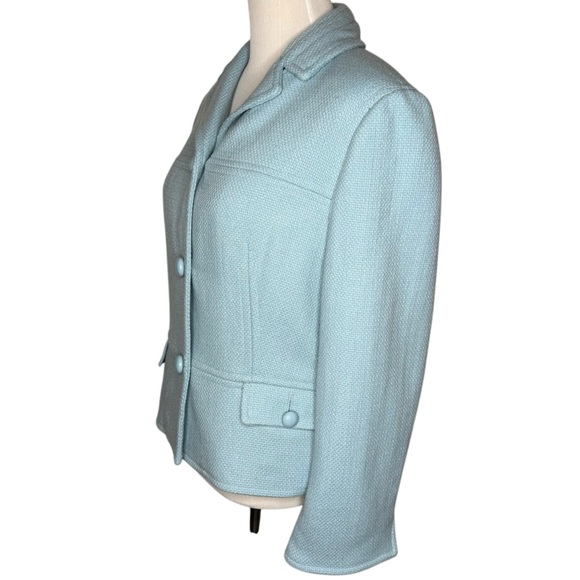 Talbots Women’s Powder Blue Chunky Button Blazer Jacket Size 14 Retro Classic - Picture 2 of 16